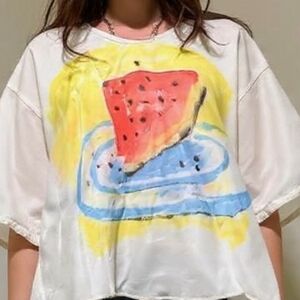 Stylish Watermelon Print White Blouse